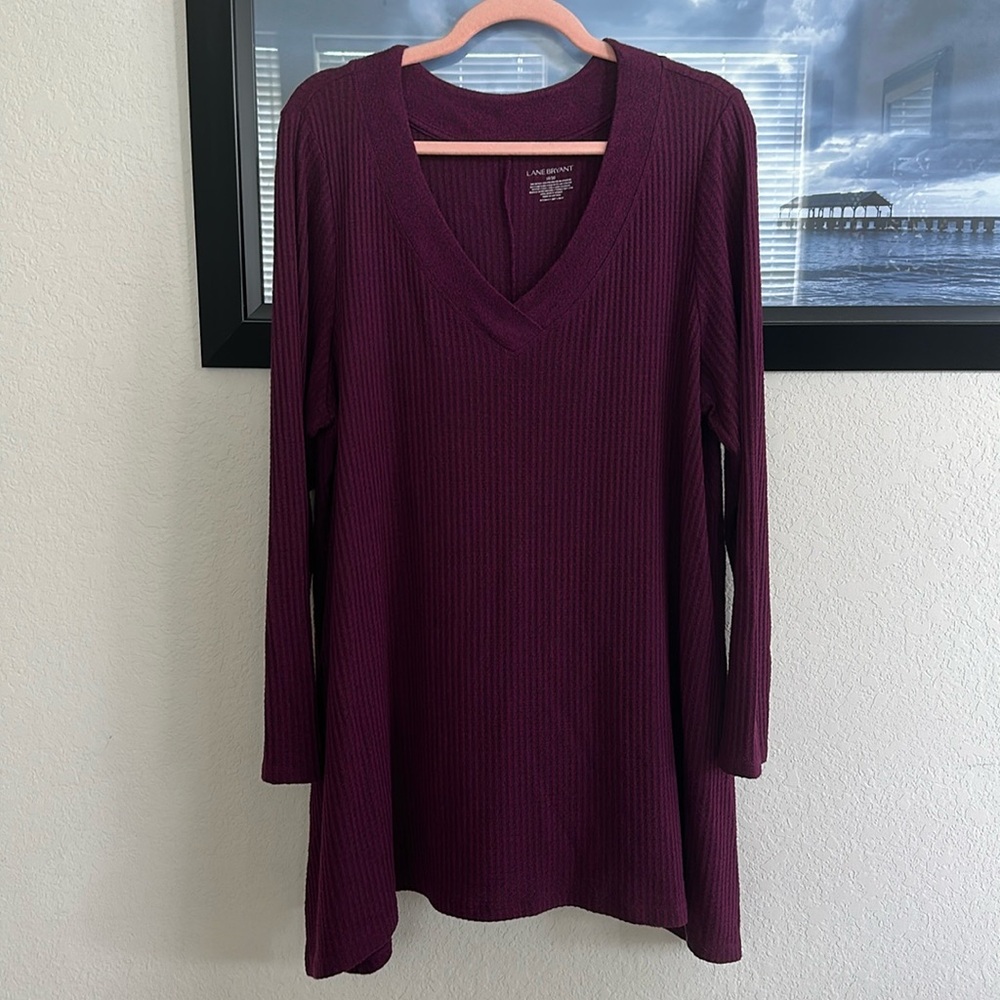 Lane Bryant Purple V-Neck Long Sleeve Top 18/20
